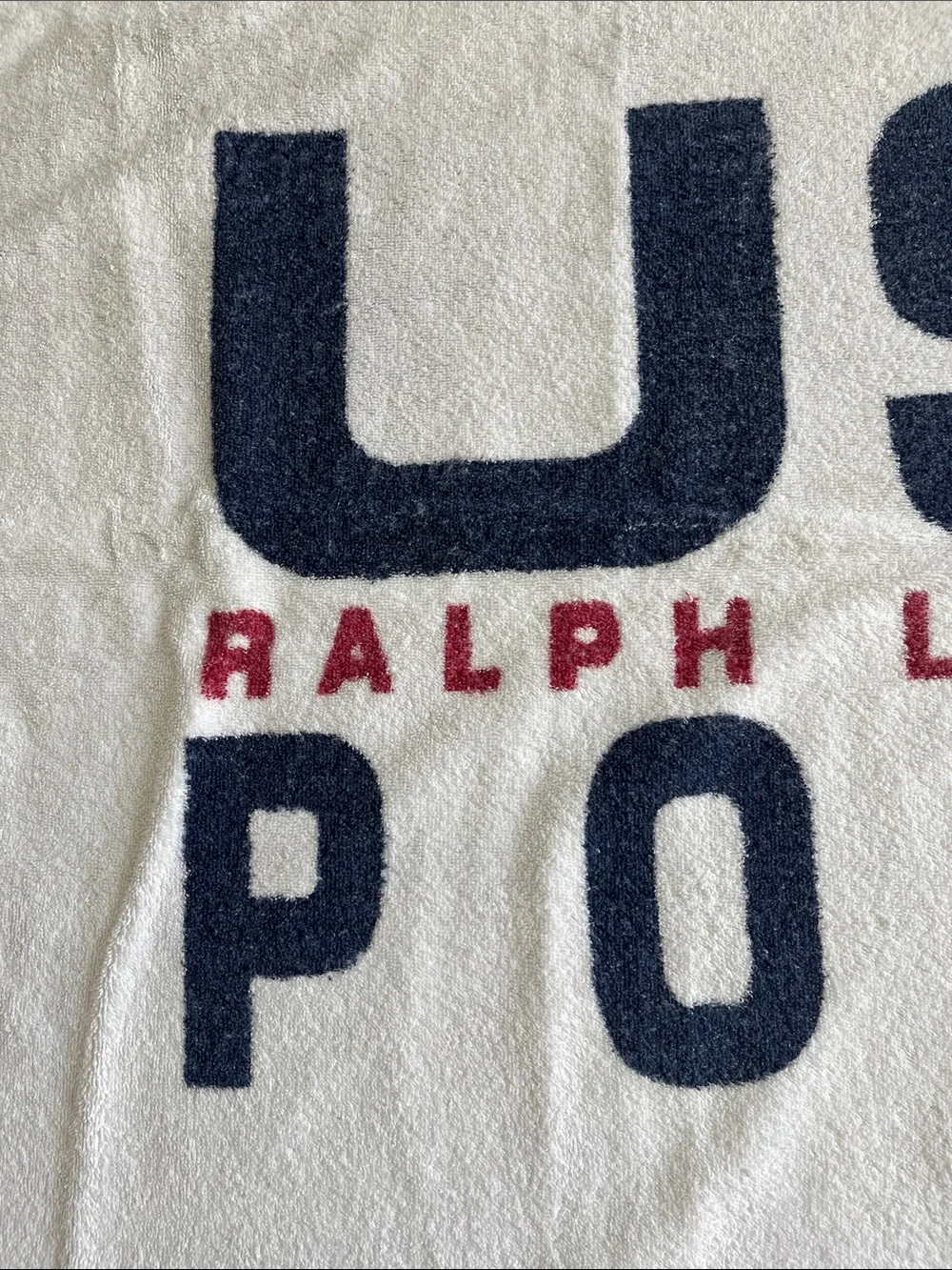 Vintage Ralph Lauren USA POLO flag beach towel 90’s Y2K cotton oversized 34x66”